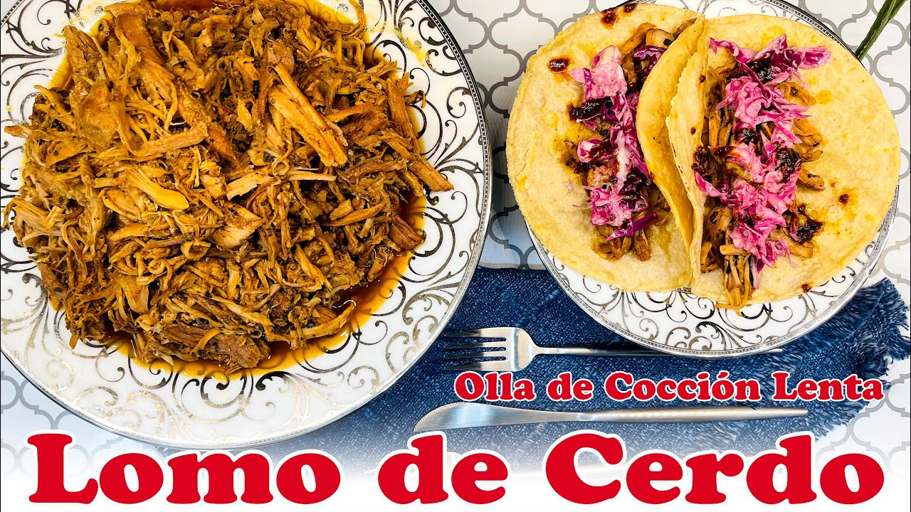 tacos de cerdo cocidos a fuego lento picantes y ahumados en olla programable