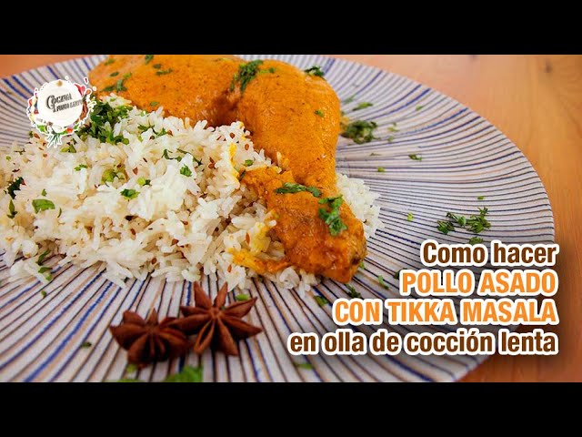 pollo cocinado a fuego lento en salsa tikka masala en olla programable